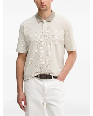 ARMANI EXCHANGE Geometric-Pattern Polo Shirt - White