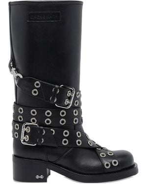 Mach & Mach 50Mm Buckle Belt Biker Boots - Black