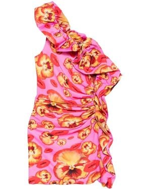 Amen Floral-Print Ruffled Mini Dress - Red