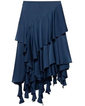 Shanghai Tang Jupe Asymétrique À Volants Superposés - Blue