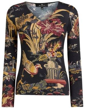 Etro Jersey Trui Met Bloem- En Dieren-Motief - Zwart