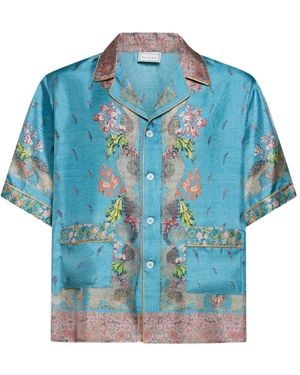 Pierre Louis Mascia Paisley-Print Short-Sleeve Shirt - Blue
