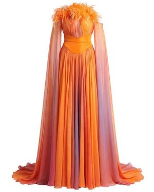 Gatti Nolli by Marwan Abendkleid Mit Federbesatz - Orange