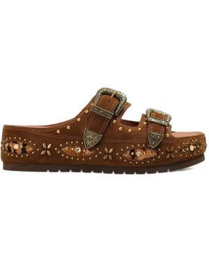 Kurt Geiger Western Buckle Platform Sandals - Brown