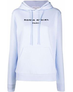 Sonia Rykiel Logo-Print Cotton Hoodie - Blue