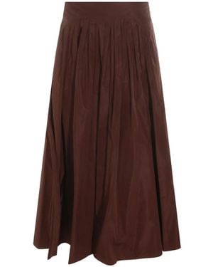 Max Mara Pleated Flared Skirt - Brown