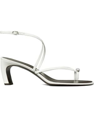 Tory Burch Pierced Multi-Strap Heeled Sandal - White