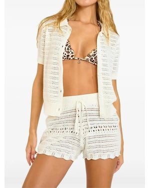 Banana Moon Dalia Apocada Crochet-Knit Short-Sleeve Shirt - White
