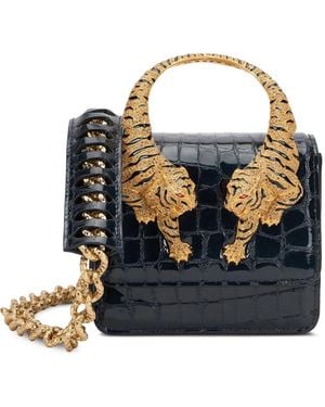 Roberto Cavalli Crocodile-Effect Tiger Tote Bag - Blue