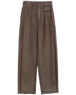 Loewe Button Pleated Trousers - Brown