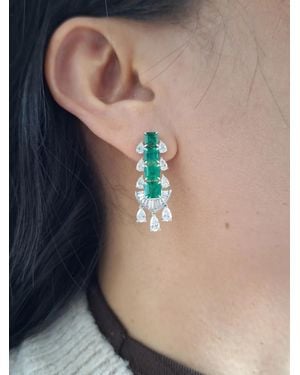HYT Jewelry Orecchini Pendenti Con Smeraldo E Diamanti - Blu