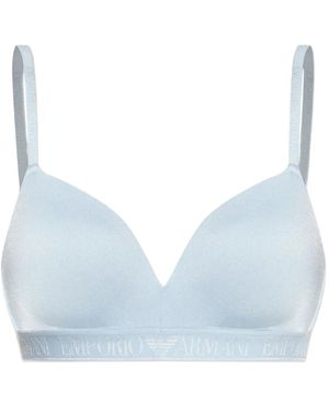 Emporio Armani Sujetador con franja del logo - Azul