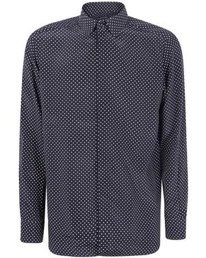 Tom Ford Crepe De Chine Polka Dot Classic Fit Shirt - Blue
