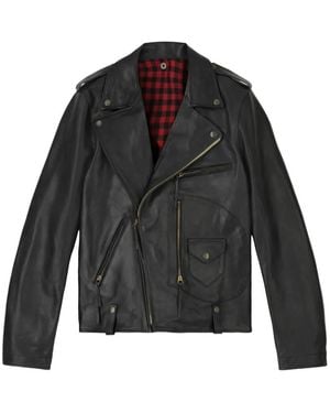 Fortela Asymmetrical-Zip Leather Jacket - Black