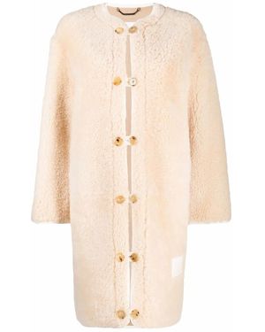 Chloé Light Leather Cotton Coat - Natural