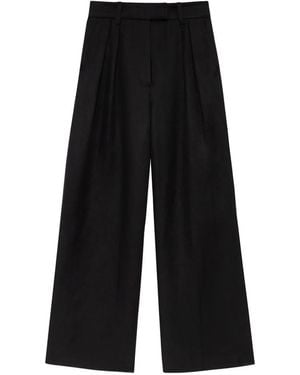 Anine Bing Lou Pleated Palazzo Pants - Black