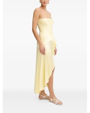 Bardot Strapless Ruffled Asymmetric Dress - Metallic