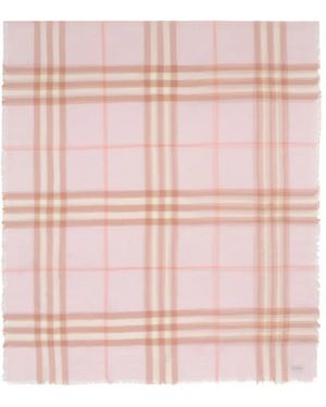 Burberry Wide Check Wool Scarf - Pink