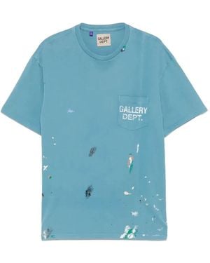 GALLERY DEPT. Paint-Splatter Logo-Print T-Shirt - Blue