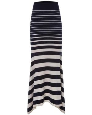 Monse Striped Asymmetric-Hem Maxi Skirt - Blue