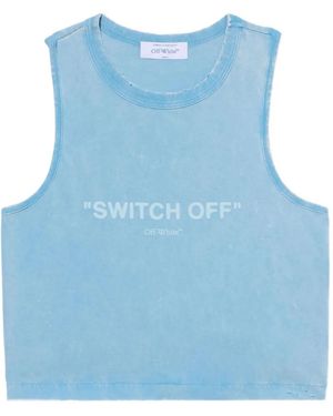 Off-White c/o Virgil Abloh Switch Off Cotton Top - Blu