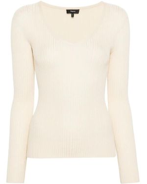 Theory Jersey Con Cuello En V - Neutro