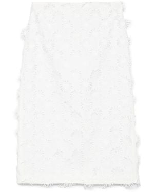 MSGM Appliqué-Detail Midi Skirt - White