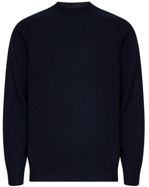 D4.0 Mock-Neck Saddle-Shoulder Sweater - Blue