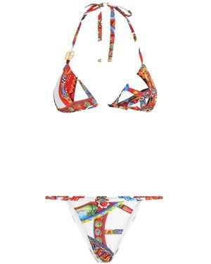Dolce & Gabbana Triangel-Bikini Mit Carretto-Print - Weiß