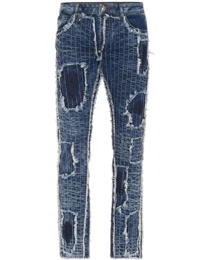 Philipp Plein Destroyed Super-Straight-Jeans - Blau