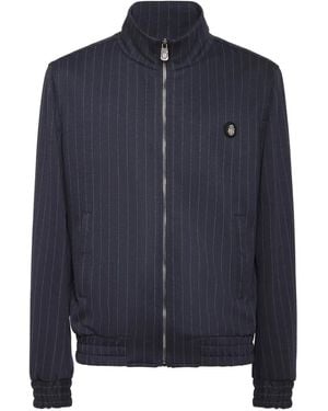 Billionaire Pinstripe Zip-Up Jacket - Blue
