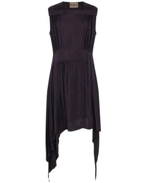 Plan C Draped Sleeveless Midi Dress - Blue