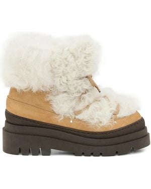 Yves Salomon Shearling Platform Boots - White