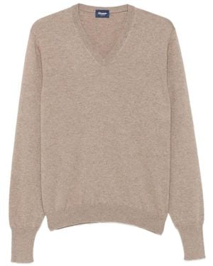 Drumohr Kaschmirpullover Mit V-Ausschnitt - Natur