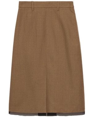 Prada Wool Midi-Skirt - Natural