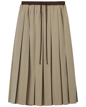 B+ AB Pleated Drawstring Skirt - Natural