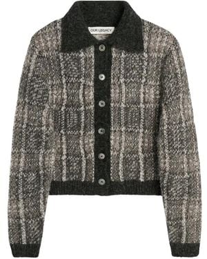 Our Legacy Mazzy Check-Pattern Fuzzy Cardigan - Black