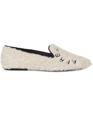 V73 Bouclé-Effect Embroidered Loafers - White