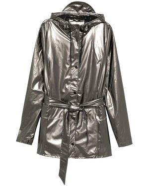 Rains Veste Ceinturée Curve À Capuche - Grey