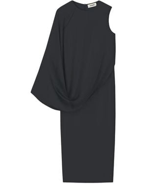 Aeron Lune Draped-Detail Midi Dress - Black