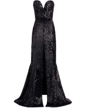 Elie Saab Sequin-Embellished Strapless Maxi Dress - Black