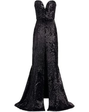 Elie Saab Sequin-Embellished Strapless Maxi Dress - Black