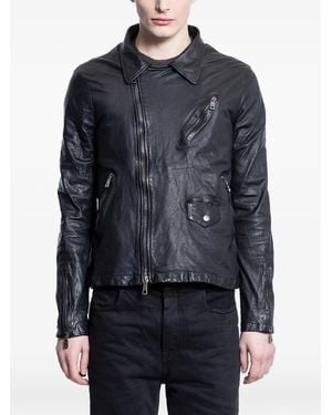 Giorgio Brato Veste De Motard Vegetan En Cuir D'Agneau À Fermeture Zippée - Bleu