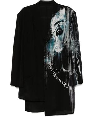 Yohji Yamamoto Pattered Blazer - Black