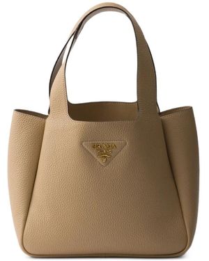 Prada Liaison Small Leather Tote Bag - Natural
