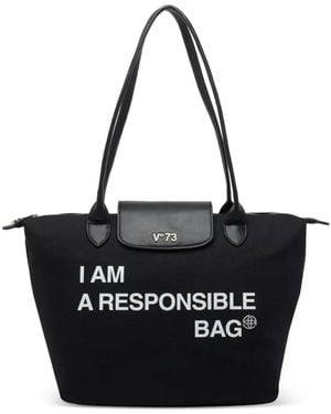 V73 Top Handle Tote Bag - Black