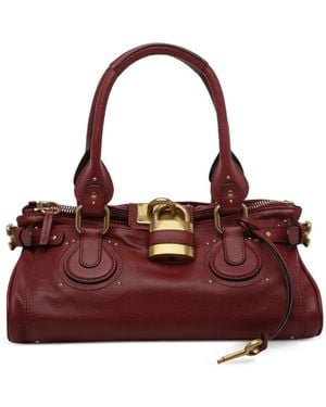 Chloé Paddington Lock-Detail Clutch Bag - Red