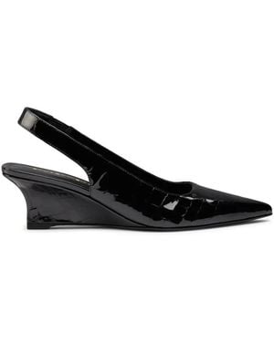 Stuart Weitzman Vinnie Crocodile-Embossed Leather Slingback Pumps - Black