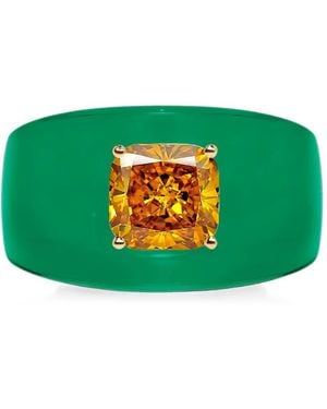 SOLO for Diamonds Diamond-Embellished Chunky Ring - Green