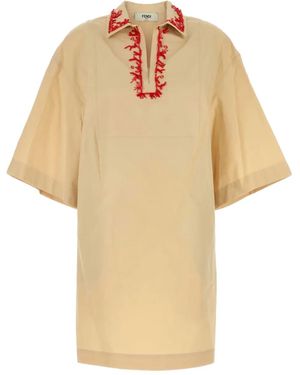 Fendi Poplin Mini Dress - Natural